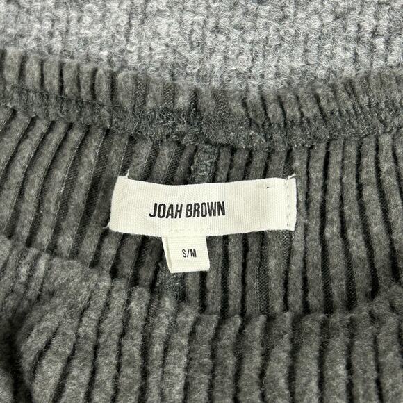 Joah Brown Pant Women Small Medium Fitted Mini Flare Gray Rib Knit Lounge Luxury - Picture 6 of 15